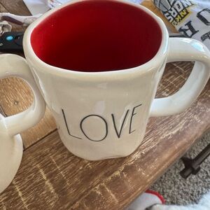 Rae Dunn White Mug with Red Interior - Love Design